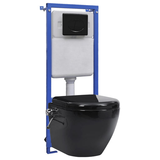 Vas WC de perete fără ramă, rezervor încastrat, negru, ceramică - WALTI WALTI