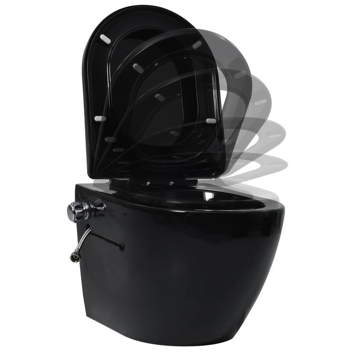 Vas WC de perete fără ramă, rezervor încastrat, negru, ceramică - WALTI WALTI