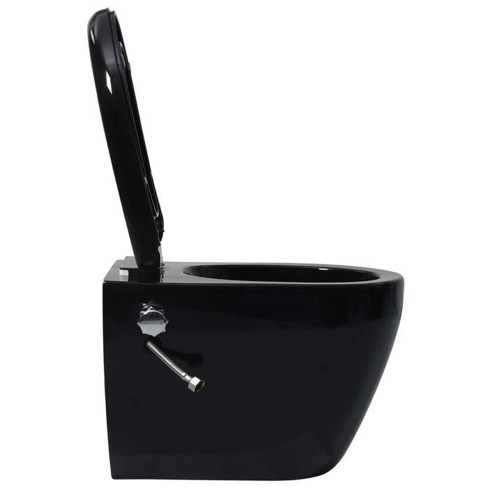 Vas WC de perete fără ramă, rezervor încastrat, negru, ceramică - WALTI WALTI