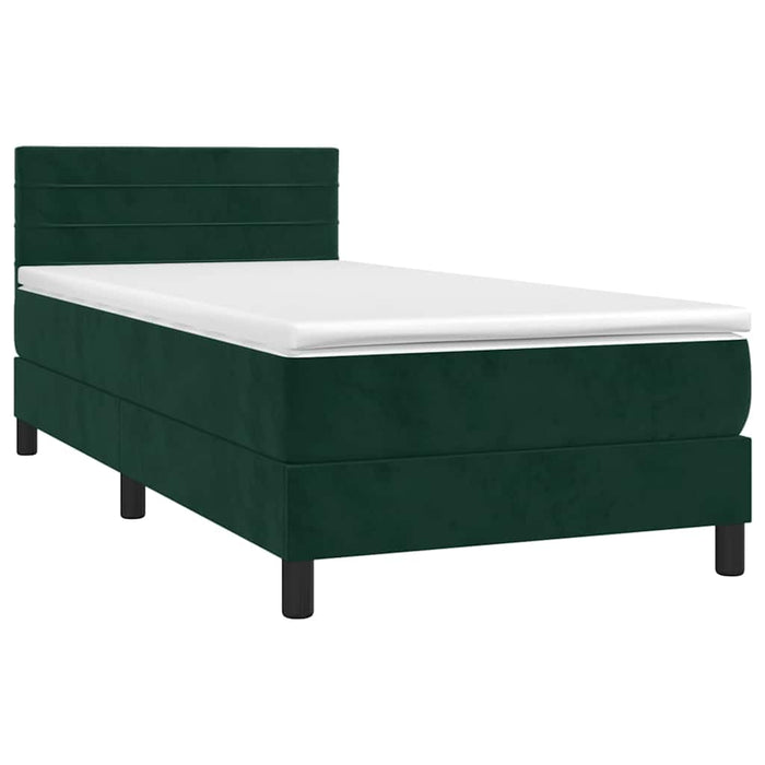 Pat box spring cu saltea, verde închis, 90x200 cm, catifea - WALTI WALTI