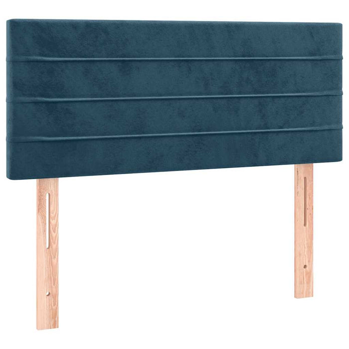 Pat box spring cu saltea, albastru închis, 100x200 cm, catifea WALTI