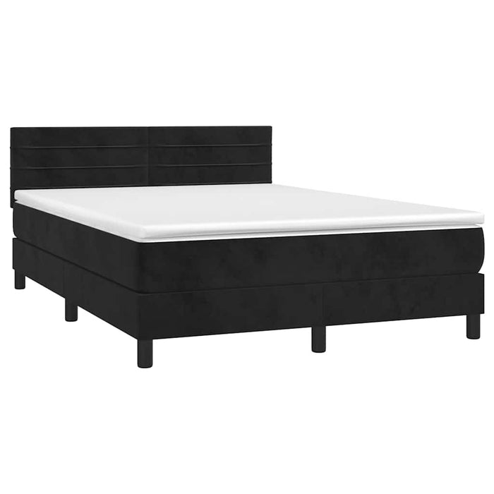 Pat box spring cu saltea, negru, 140x200 cm, catifea - WALTI WALTI