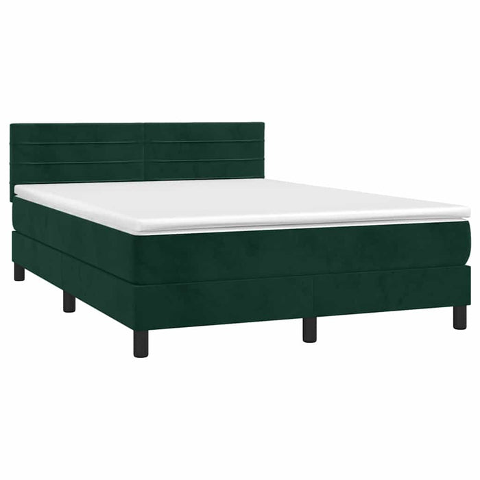 Pat box spring cu saltea, verde închis, 140x200 cm, catifea - WALTI WALTI
