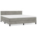 Pat box spring cu saltea, gri deschis, 160x200 cm, catifea - WALTI WALTI