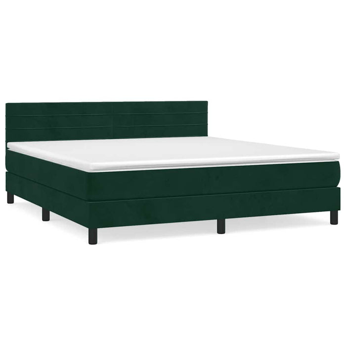 Pat box spring cu saltea, verde închis, 160x200 cm, catifea - WALTI WALTI