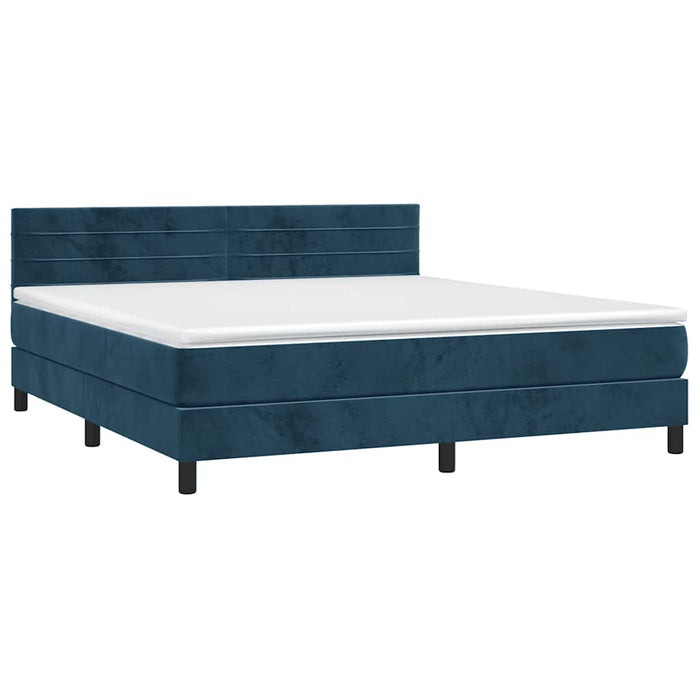 Pat box spring cu saltea, albastru închis, 160x200 cm, catifea - WALTI WALTI