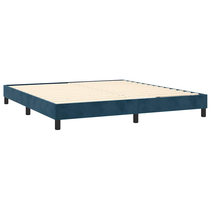 Pat box spring cu saltea, albastru închis, 160x200 cm, catifea - WALTI WALTI