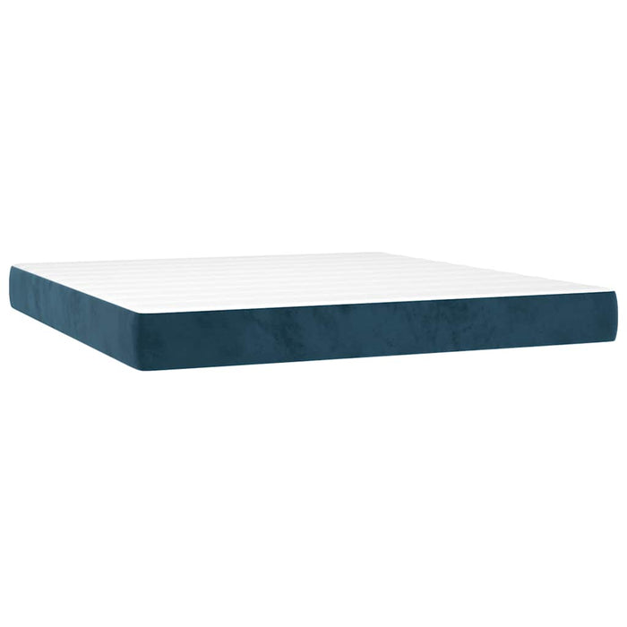 Pat box spring cu saltea, albastru închis, 160x200 cm, catifea - WALTI WALTI