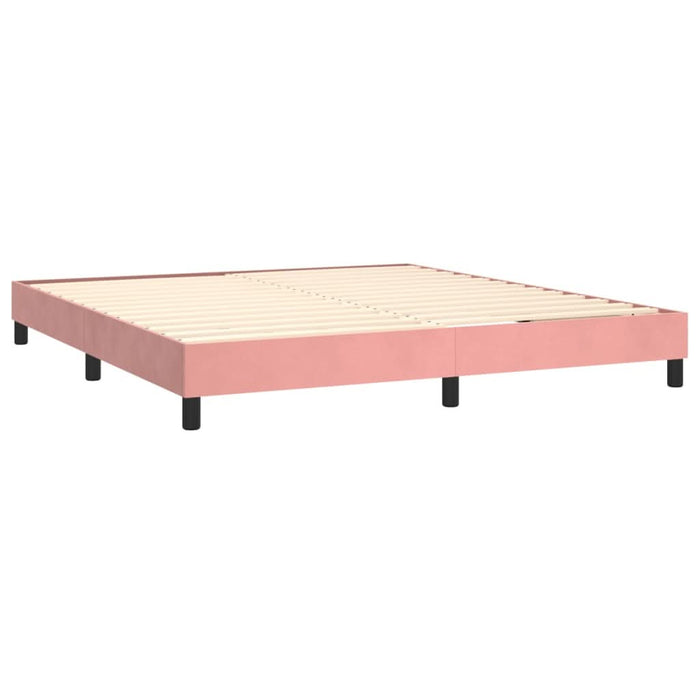 Pat box spring cu saltea, roz, 160x200 cm, catifea - WALTI WALTI