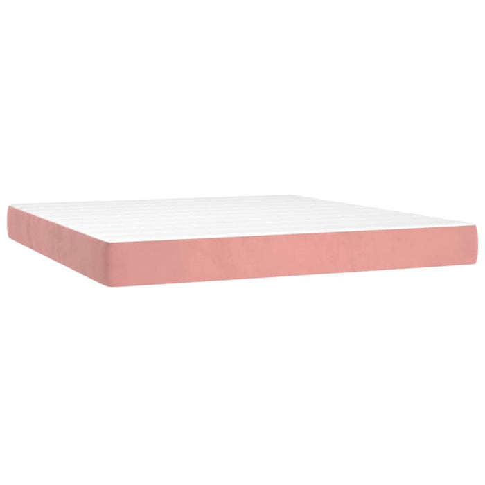 Pat box spring cu saltea, roz, 160x200 cm, catifea - WALTI WALTI