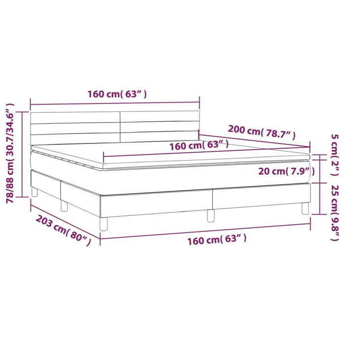Pat box spring cu saltea, roz, 160x200 cm, catifea - WALTI WALTI
