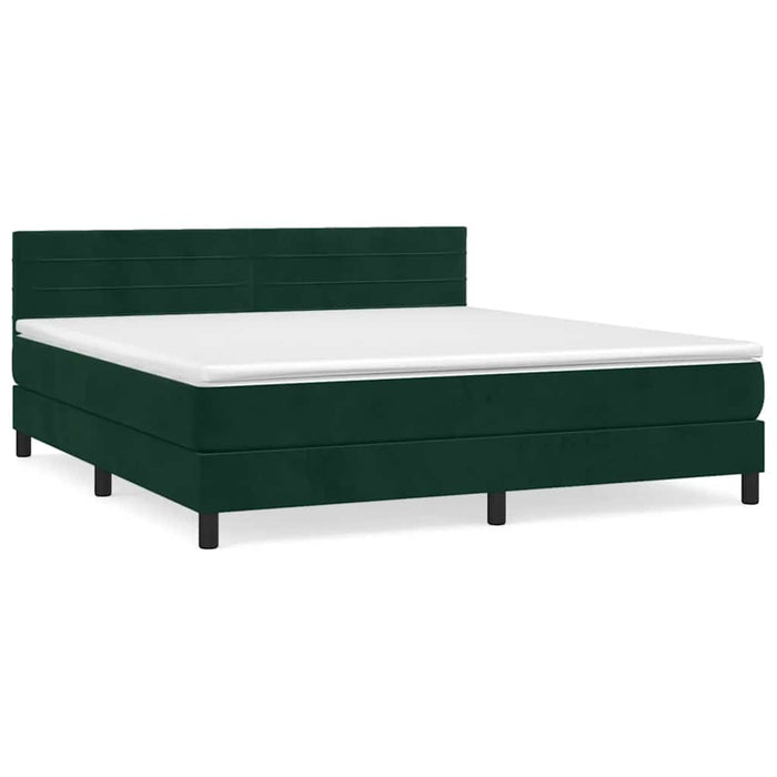 Pat box spring cu saltea, verde închis, 180x200 cm, catifea - WALTI WALTI