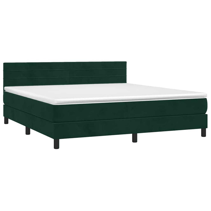 Pat box spring cu saltea, verde închis, 180x200 cm, catifea - WALTI WALTI