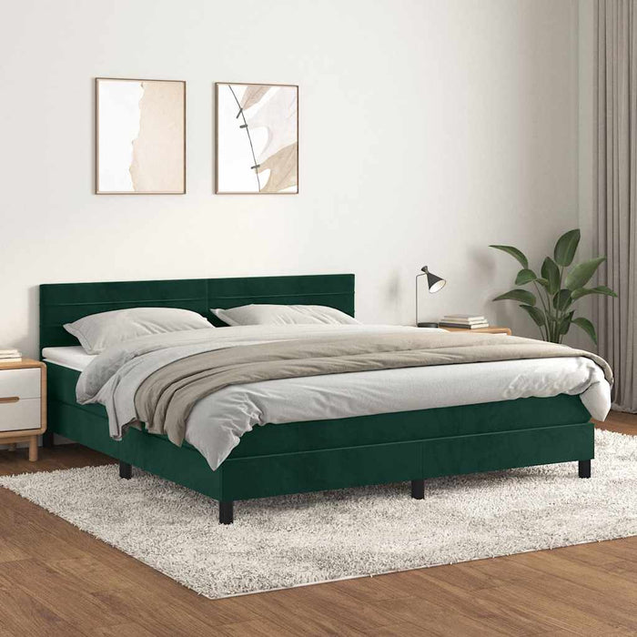 Pat box spring cu saltea, verde închis, 180x200 cm, catifea - WALTI WALTI