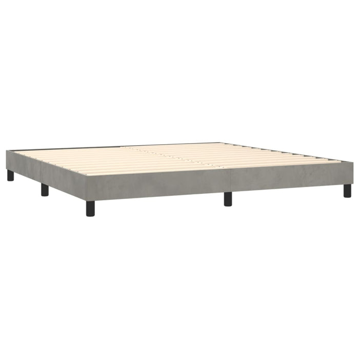 Pat box spring cu saltea, gri deschis, 200x200 cm, catifea - WALTI WALTI