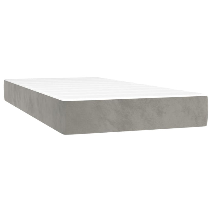 Pat box spring cu saltea, gri deschis, 200x200 cm, catifea - WALTI WALTI
