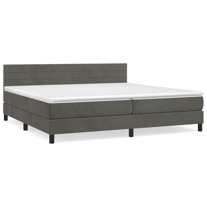 Pat box spring cu saltea, gri închis, 200x200 cm, catifea - WALTI WALTI