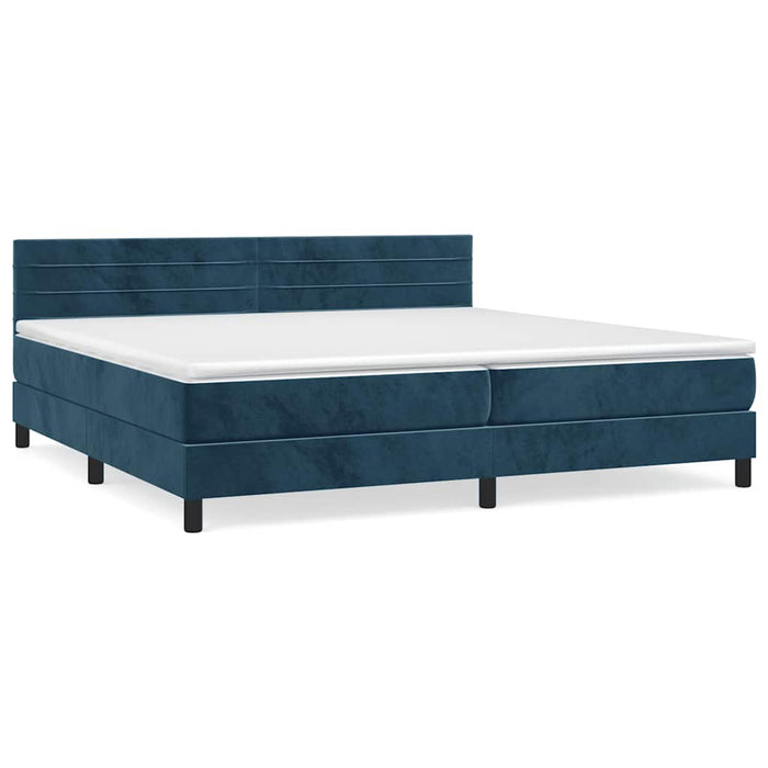 Pat box spring cu saltea, albastru închis, 200x200 cm, catifea - WALTI WALTI