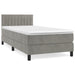 Pat box spring cu saltea, gri deschis, 90x190 cm, catifea - WALTI WALTI