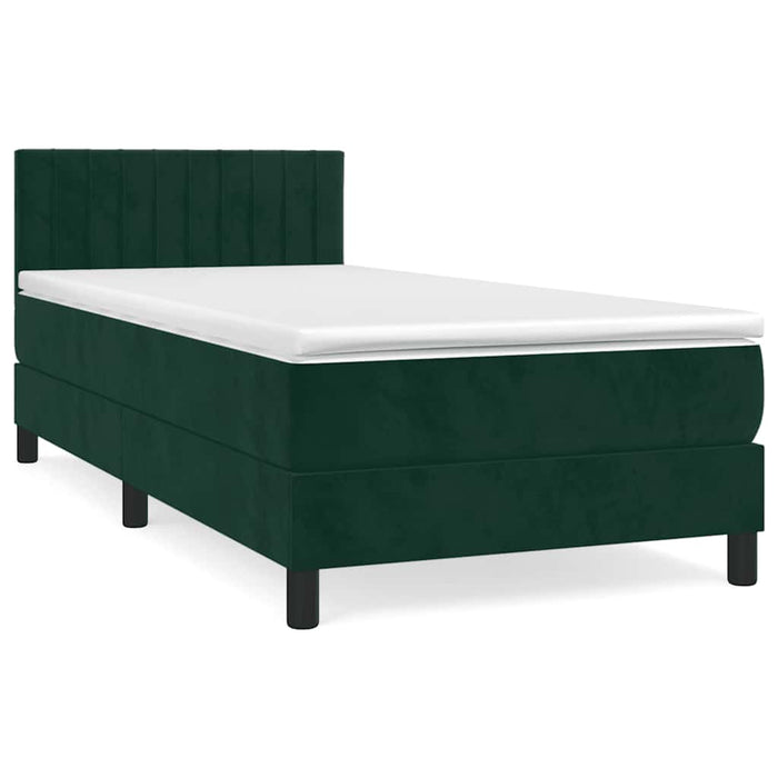 Pat box spring cu saltea, verde închis, 90x190 cm, catifea - WALTI WALTI