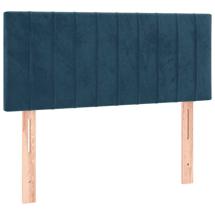 Pat box spring cu saltea, albastru închis, 90x190 cm, catifea - WALTI WALTI