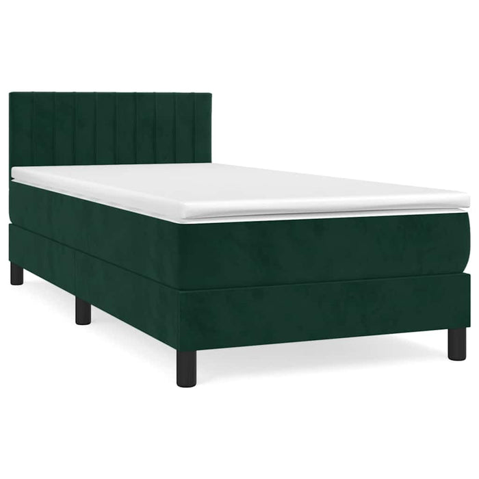 Pat box spring cu saltea, verde închis, 100x200 cm, catifea - WALTI WALTI