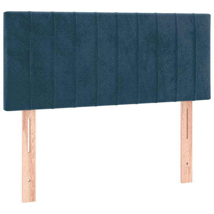 Pat box spring cu saltea, albastru închis, 100x200 cm, catifea - WALTI WALTI