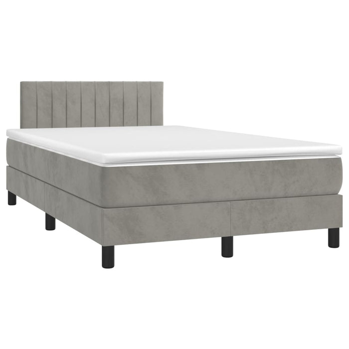 Pat box spring cu saltea, gri deschis, 120x200 cm, catifea - WALTI WALTI