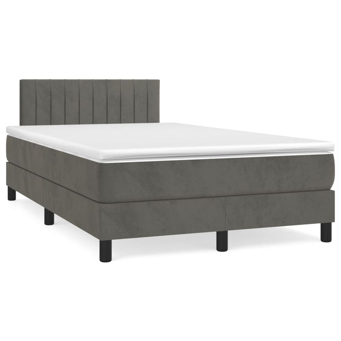 Pat box spring cu saltea, gri închis, 120x200 cm, catifea - WALTI WALTI