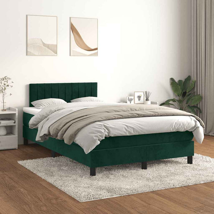 Pat box spring cu saltea, verde închis, 120x200 cm, catifea - WALTI WALTI