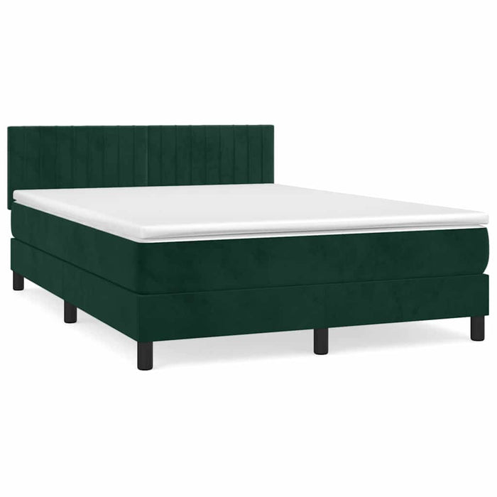Pat box spring cu saltea, verde închis, 140x190 cm, catifea - WALTI WALTI