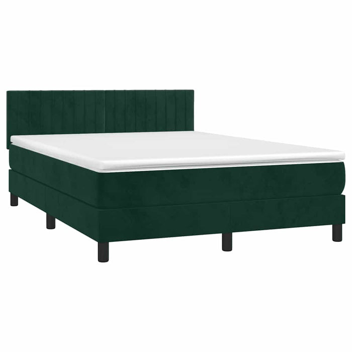 Pat box spring cu saltea, verde închis, 140x190 cm, catifea - WALTI WALTI