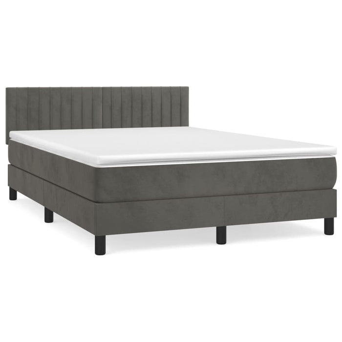 Pat box spring cu saltea, gri închis, 140x200 cm, catifea - WALTI WALTI
