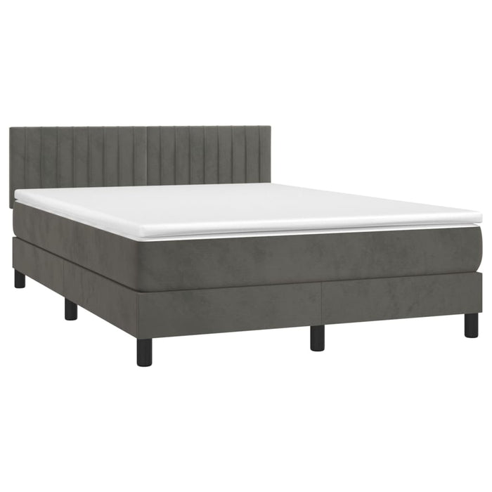 Pat box spring cu saltea, gri închis, 140x200 cm, catifea - WALTI WALTI