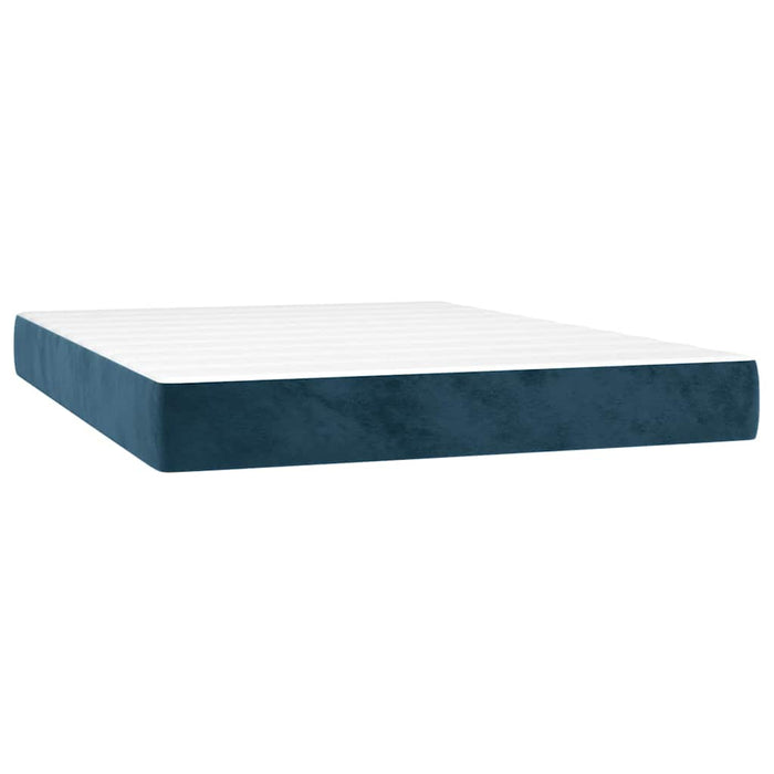 Pat box spring cu saltea, albastru închis, 140x200 cm, catifea - WALTI WALTI