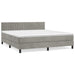 Pat box spring cu saltea, gri deschis, 160x200 cm, catifea - WALTI WALTI