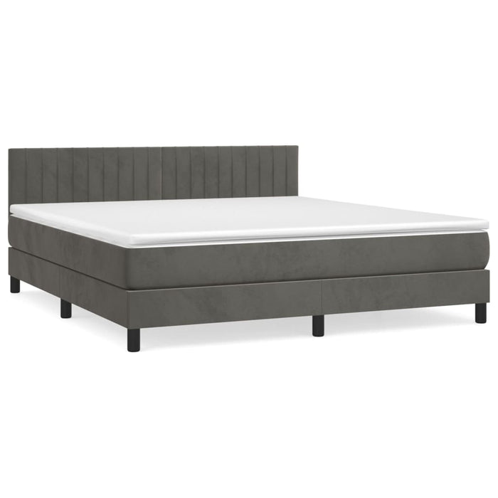 Pat box spring cu saltea, gri închis, 160x200 cm, catifea - WALTI WALTI