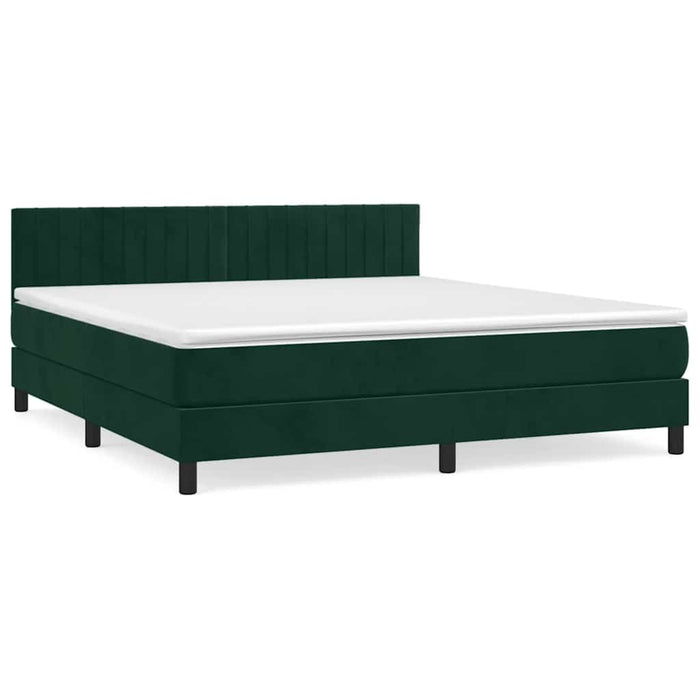 Pat box spring cu saltea, verde închis, 160x200 cm, catifea - WALTI WALTI