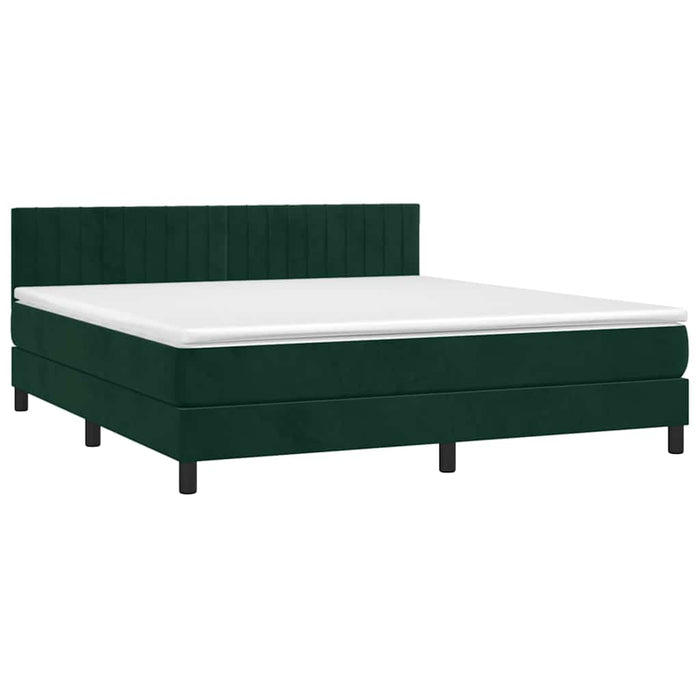 Pat box spring cu saltea, verde închis, 160x200 cm, catifea - WALTI WALTI