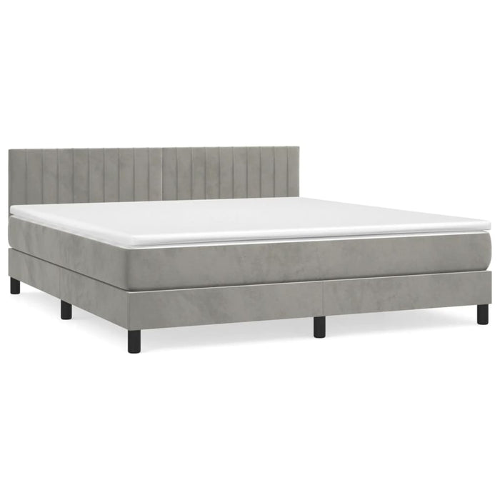 Pat box spring cu saltea, gri deschis, 180x200 cm, catifea - WALTI WALTI