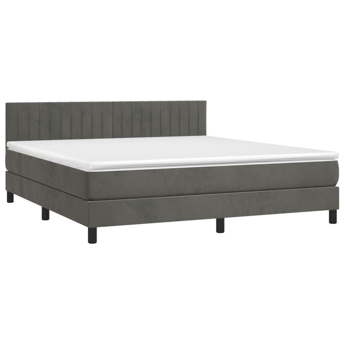 Pat box spring cu saltea, gri închis, 180x200 cm, catifea - WALTI WALTI