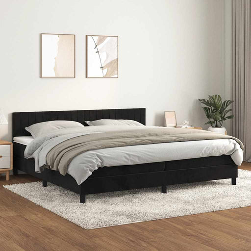 Pat box spring cu saltea, negru, 200x200 cm, catifea - WALTI WALTI