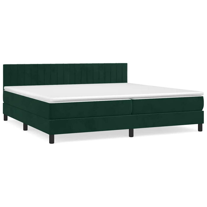 Pat box spring cu saltea, verde închis, 200x200 cm, catifea - WALTI WALTI