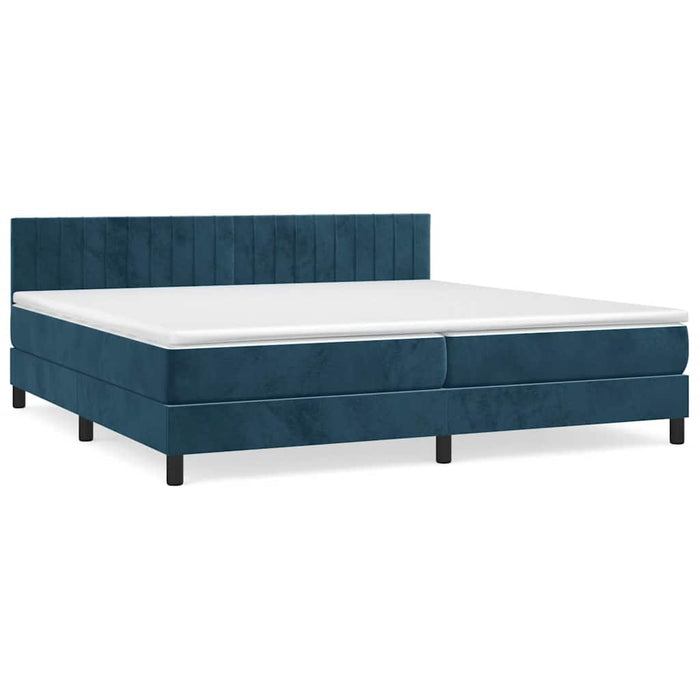 Pat box spring cu saltea, albastru închis, 200x200 cm, catifea - WALTI WALTI