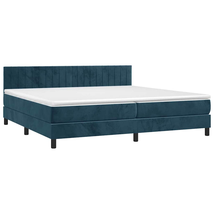Pat box spring cu saltea, albastru închis, 200x200 cm, catifea - WALTI WALTI