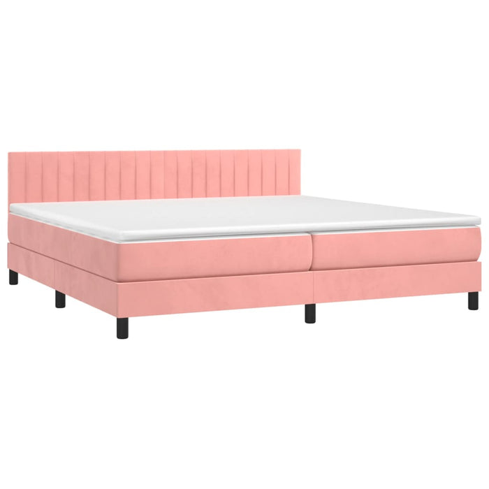 Pat box spring cu saltea, roz, 200x200 cm, catifea - WALTI WALTI