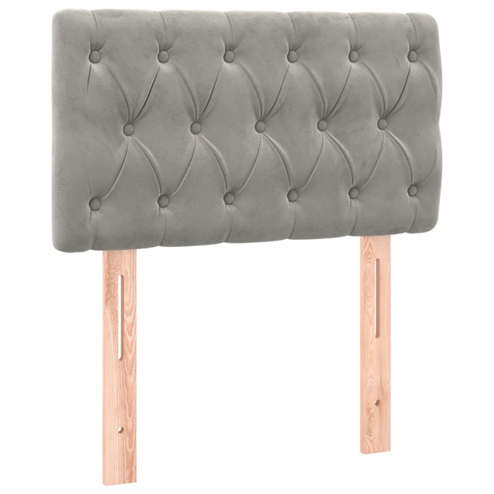 Pat box spring cu saltea, gri deschis, 80x200 cm, catifea - WALTI WALTI