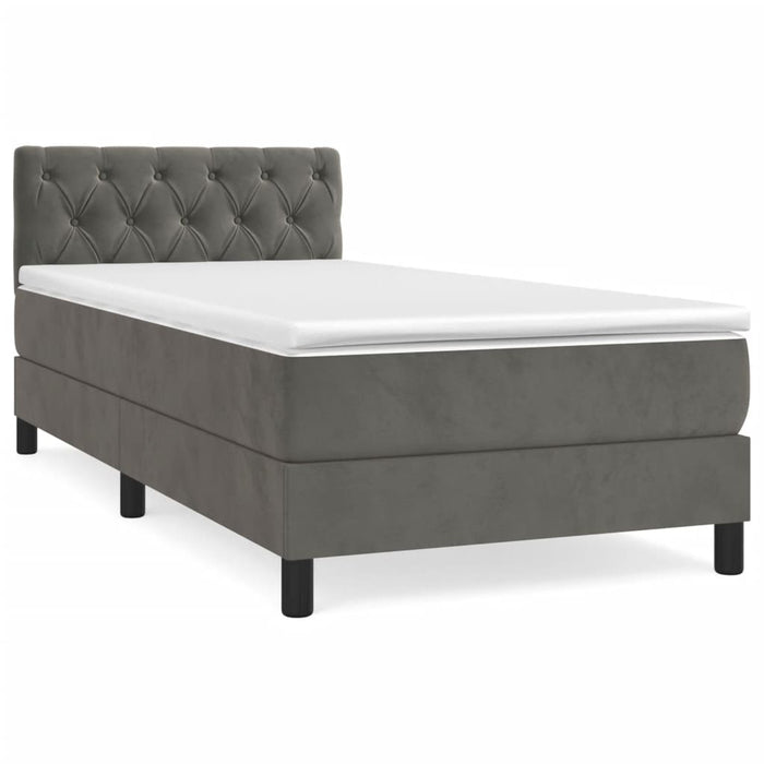 Pat box spring cu saltea, gri închis, 80x200 cm, catifea - WALTI WALTI