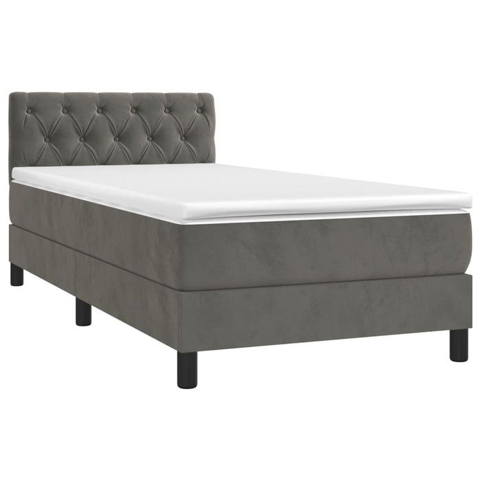 Pat box spring cu saltea, gri închis, 80x200 cm, catifea - WALTI WALTI