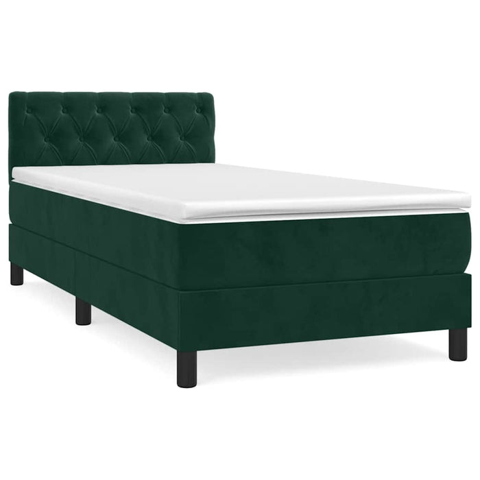 Pat box spring cu saltea, verde închis, 80x200 cm, catifea - WALTI WALTI